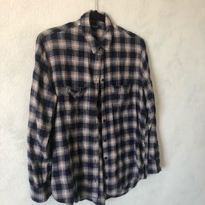 Midnight Blue/Grey Plaid Fleece Button Up